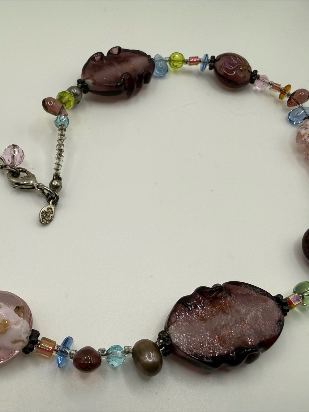 Premier Designs Multicolor Glass Bead Necklace - Pink, Brown, Green, Blue - Picture 6 of 6